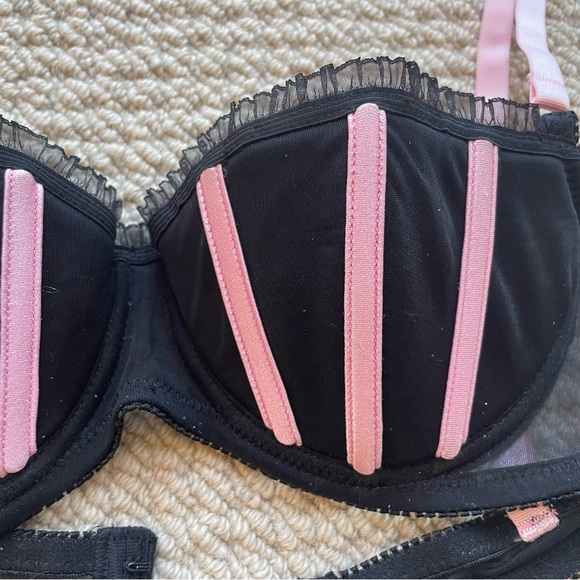 La SENZA Balconette Bra No Padding Black & Pink 34A - Picture 2 of 4